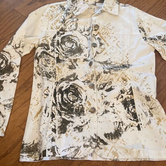 NWOT Parsley & Sage shirt or jacket with cool metal buttons, some lace, M - Picture 2 of 9